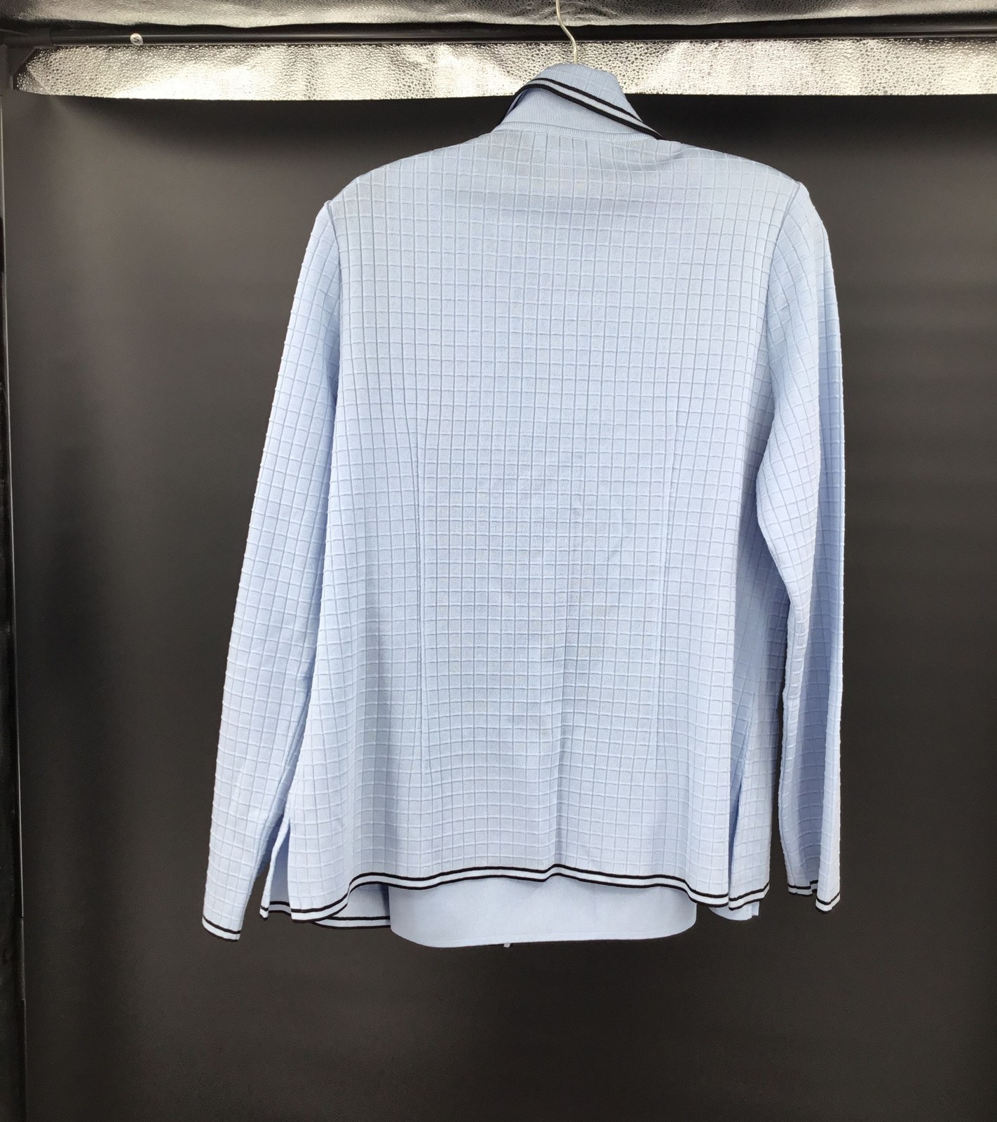 Vintage Exclusively Misook Women’s Blue Waffle Knit Jacket & Vest Set Sz S M
