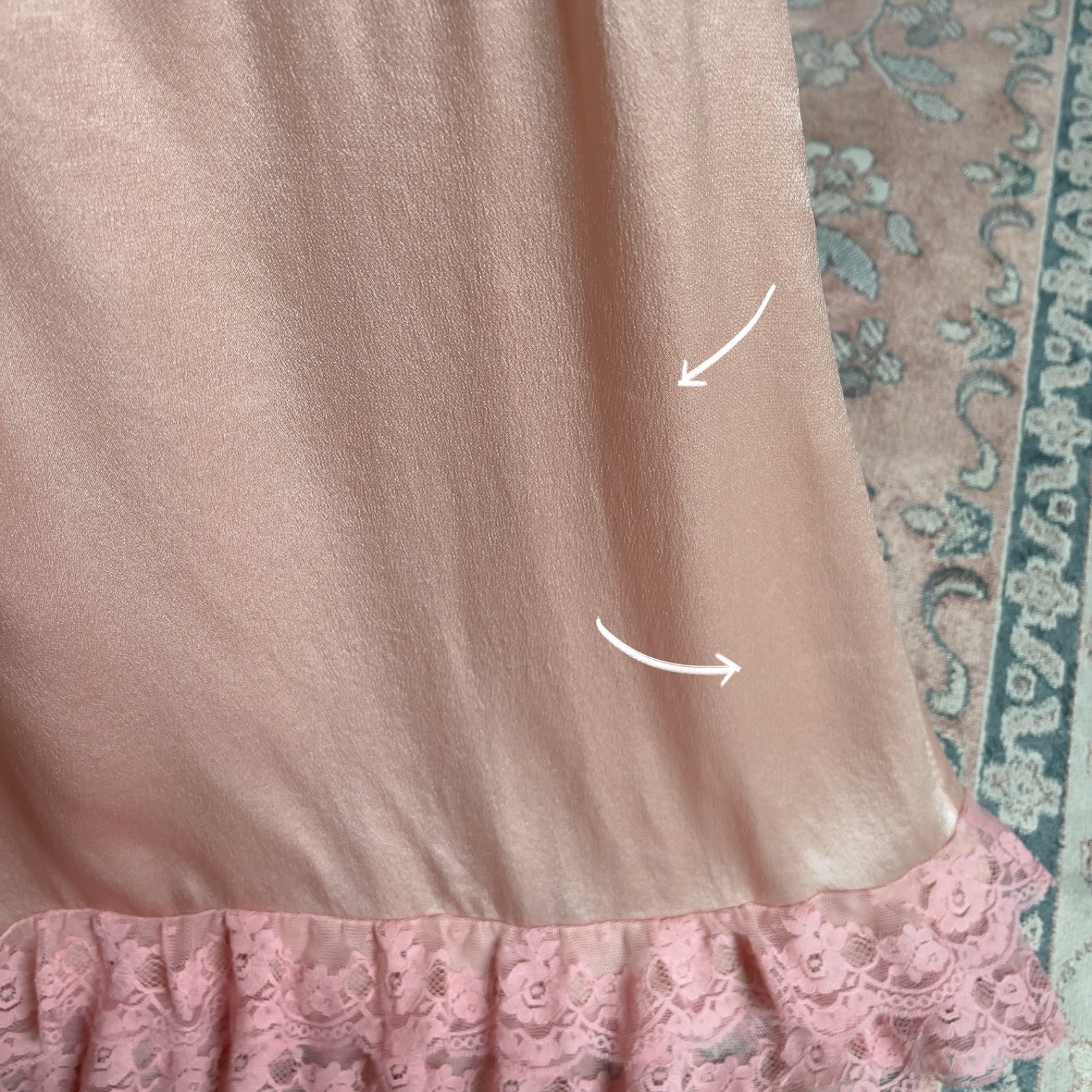 Vintage Victoria’s Secret Blush Peach Pink Silk Lace Mini Slip Dress (M)