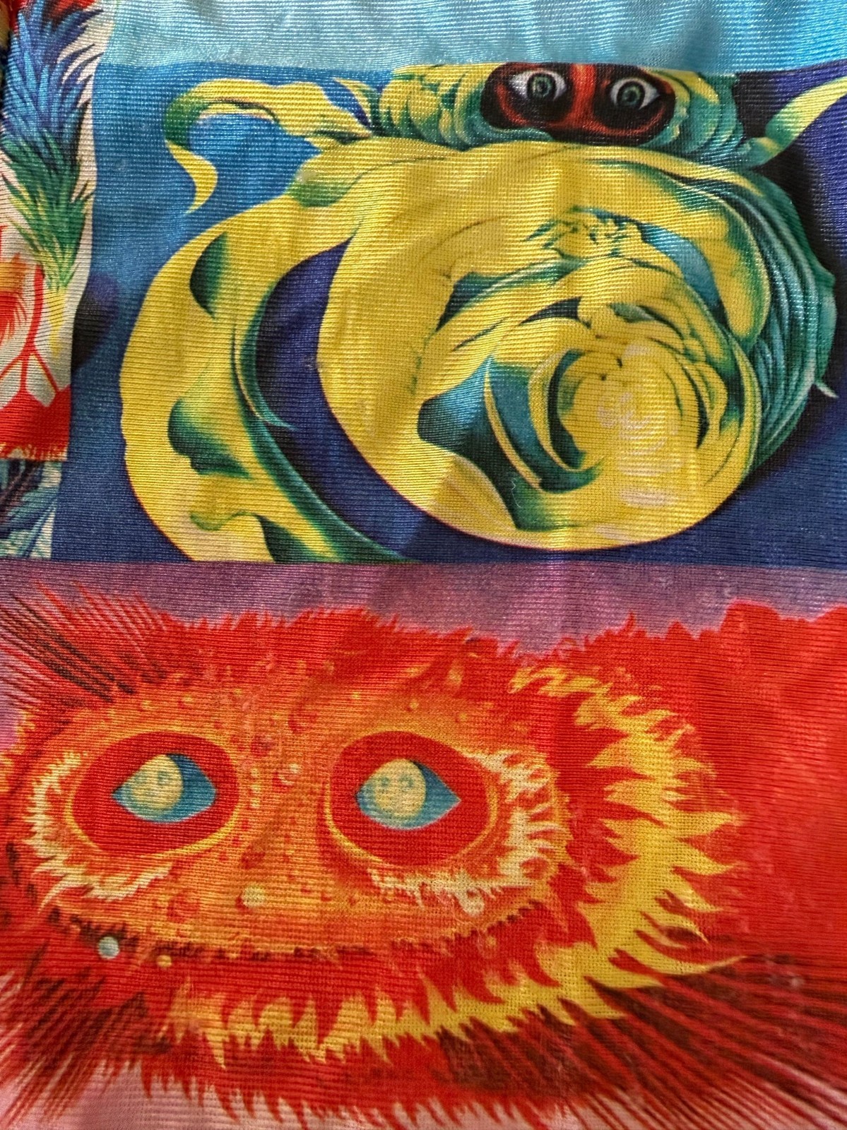 Vtg 1970s Day Glow Psychedelic Surrealist Art Shirt 70s LA Station Arpeja Blouse