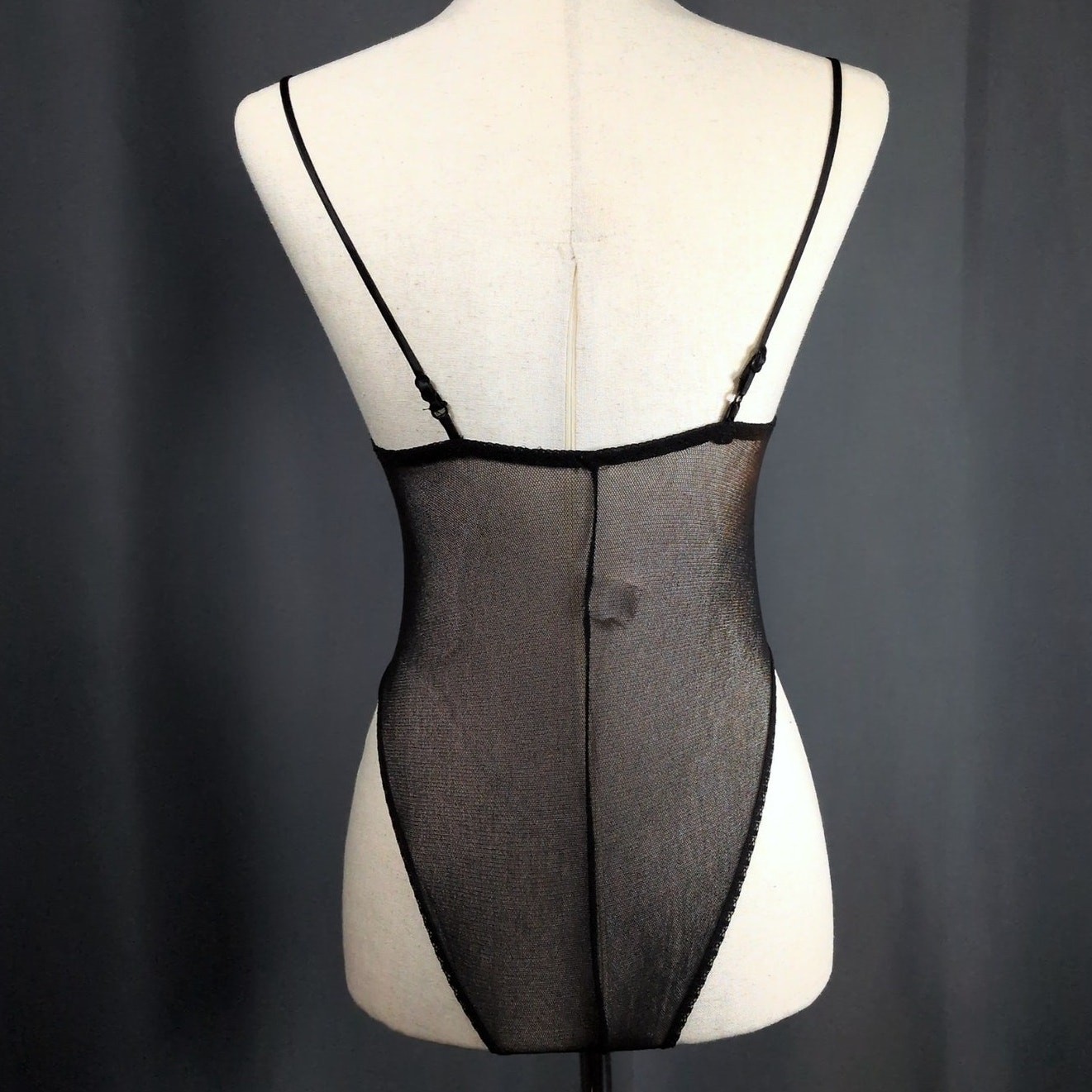 Vintage 1980s Victoria’s Secret Indigo Black Lace Teddy Lingerie Bodysuit Petite