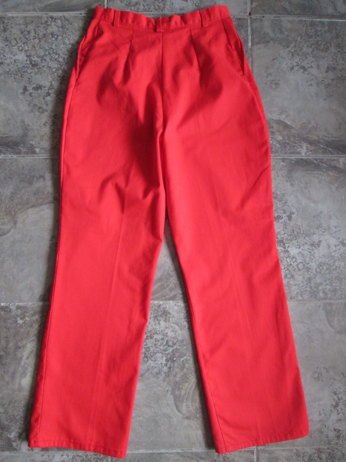 Vintage Original Mom Pants 26×28 Red Orange Pleated Tapered Leg Cotton Handmade