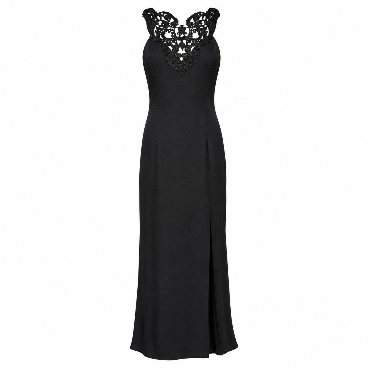 Vintage 90s Jessica McClintock Gunne Sax Black Halter Long Evening Gown Prom