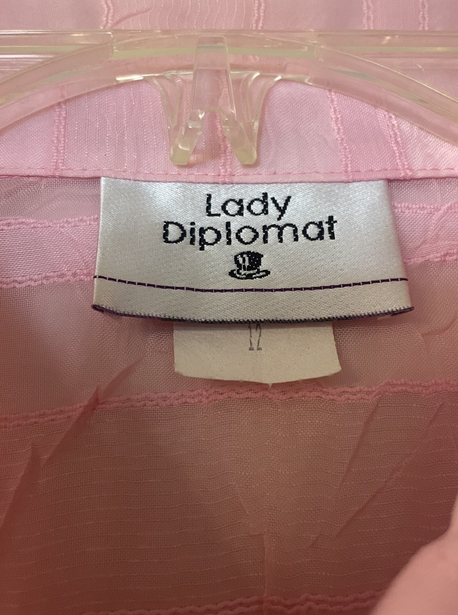 VTG Lady Diplomat Made in USA Women’s Pink Long Sleeve Button Up Blouse Sz 12
