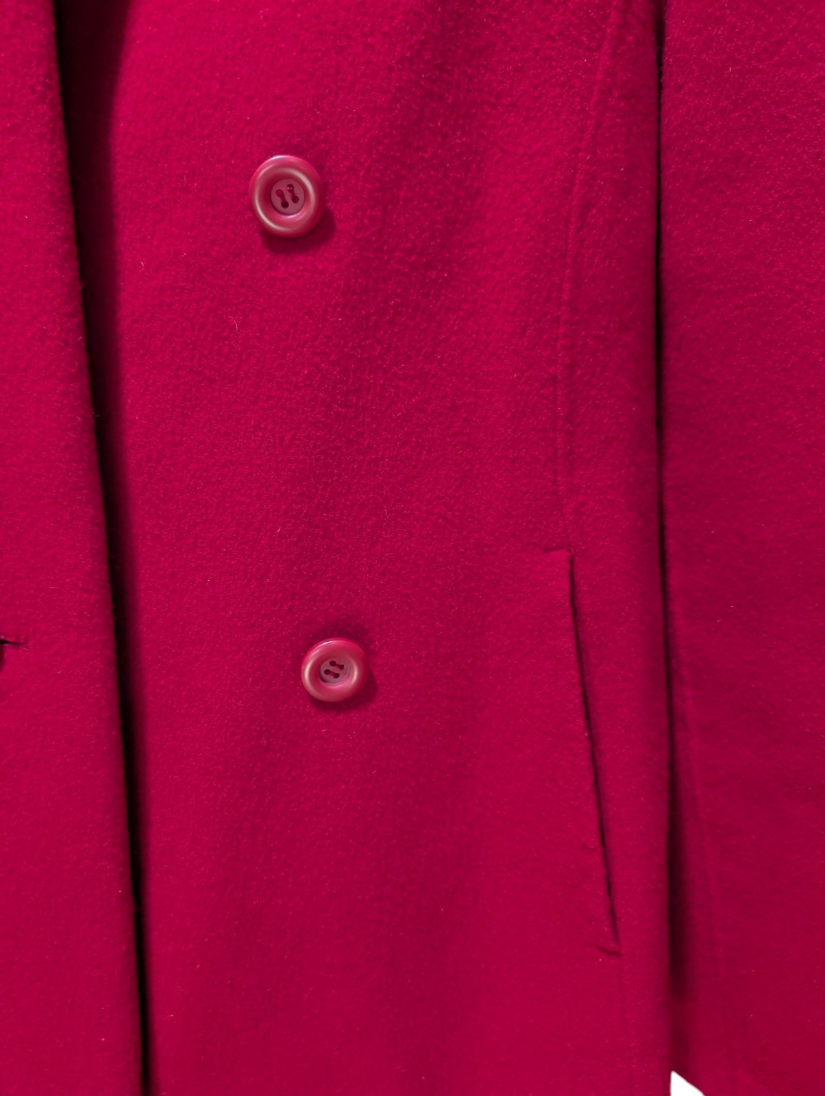 Vintage Red 100% Boiled Wool Coat- Medium, Carole Little, Button Front, Collared