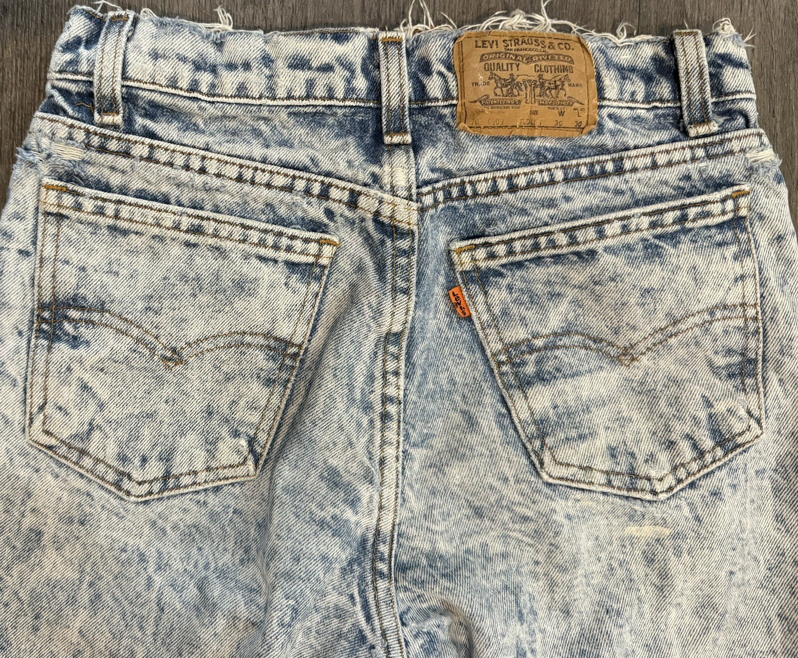 VTG Orange Tab Women’s Levi Jeans Acid Stone Wash 30 X 30 705-0209 Student
