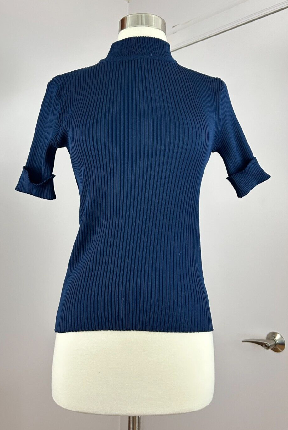 Vintage Sweater Bee by Banff Blue Striped Short Sleeve Top