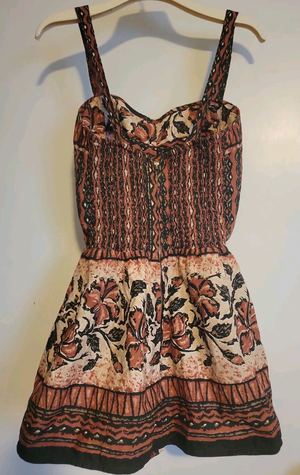 Vintage Sun Fashions of Hawaii Floral Swim Dress Cotton Tiki Flower