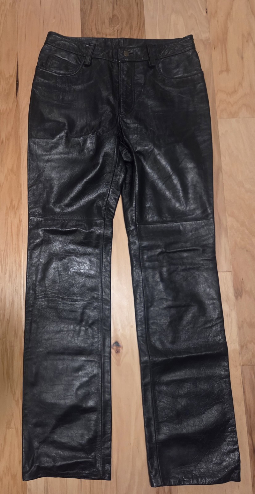 Women’s Vintage Santa Fe Co Lined Black Leather Pants 1970/80s Size 6 31″ Inseam