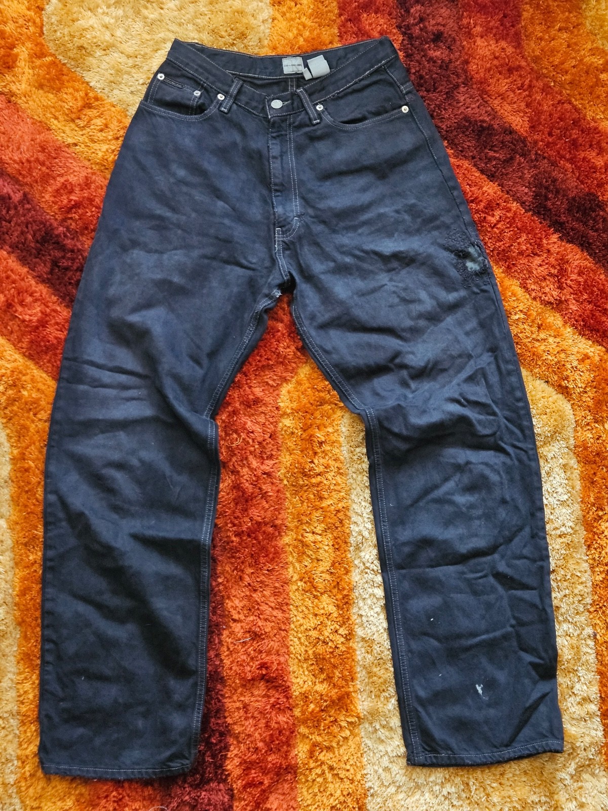 90’s – 00’s Vintage Patched and Overdyed Calvin Klein Jeans 28 (28w x 32L)