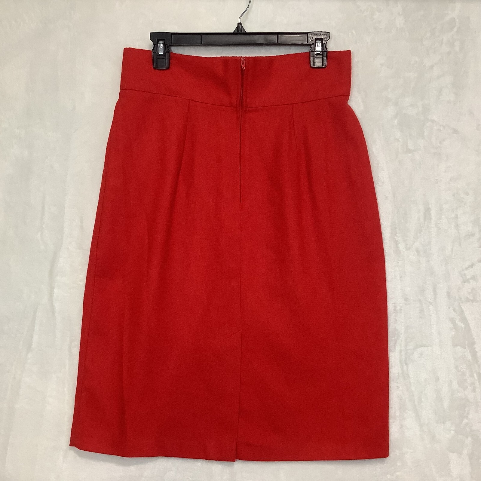 Vintage Wool Ilyza Skirt with Medallion Brooch Kick Pleats Rear Zipper