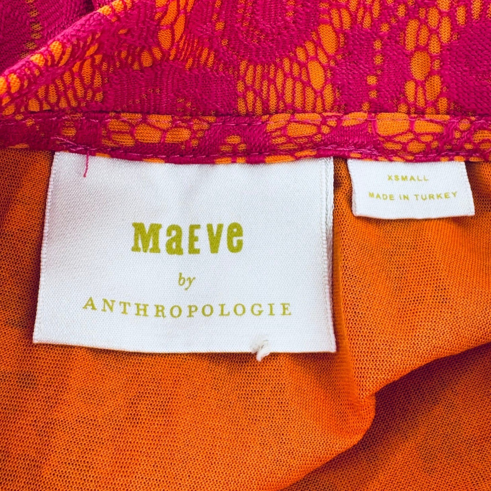 Anthropologie Maeve Pleated Midi Skirt XS Pink Orange Boho EUC