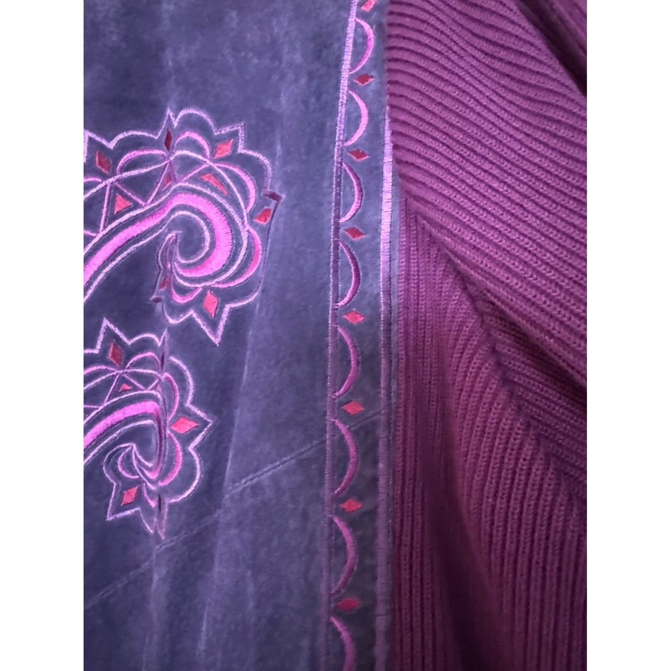 Bob Mackie wearable art suede artsy, vintage zipper front jacket 2X