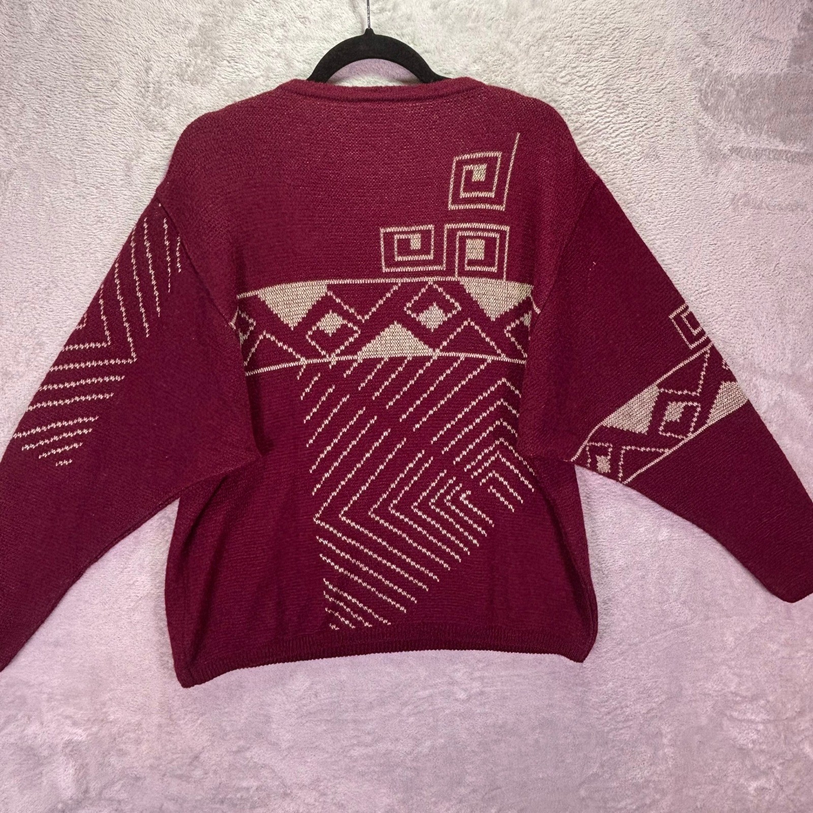 Vtg Slendor Womens Sweater 16 XXL Burgundy Geometric Mohair Blend West Germany