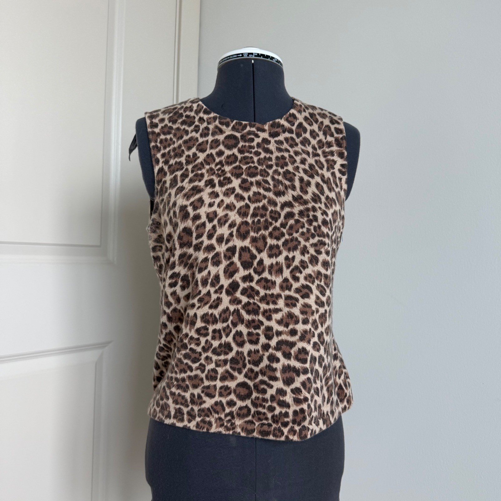 Vintage Talbots Leopard Print Silk Cashmere Blend Sleeveless Top