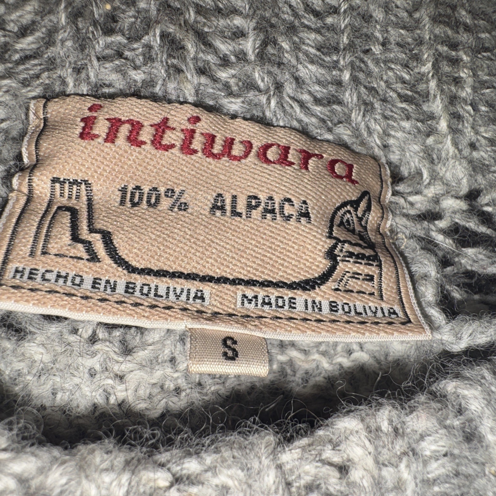 Vintage Intiwara 100% Alpaca Wool Sweater Handmade Bolivia Hobo Small