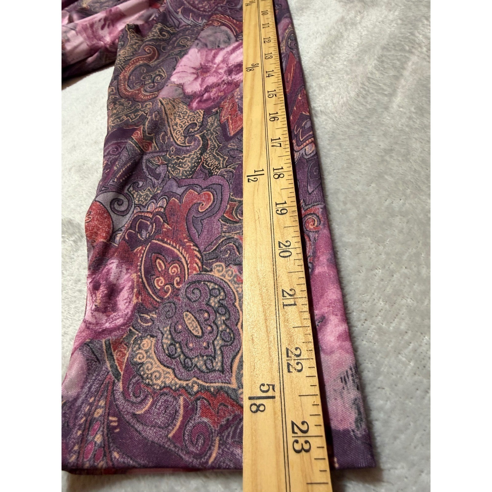 Vintage Blair Mauve Paisley Floral Midi Dress Pearl Button Belted 80 Made in USA