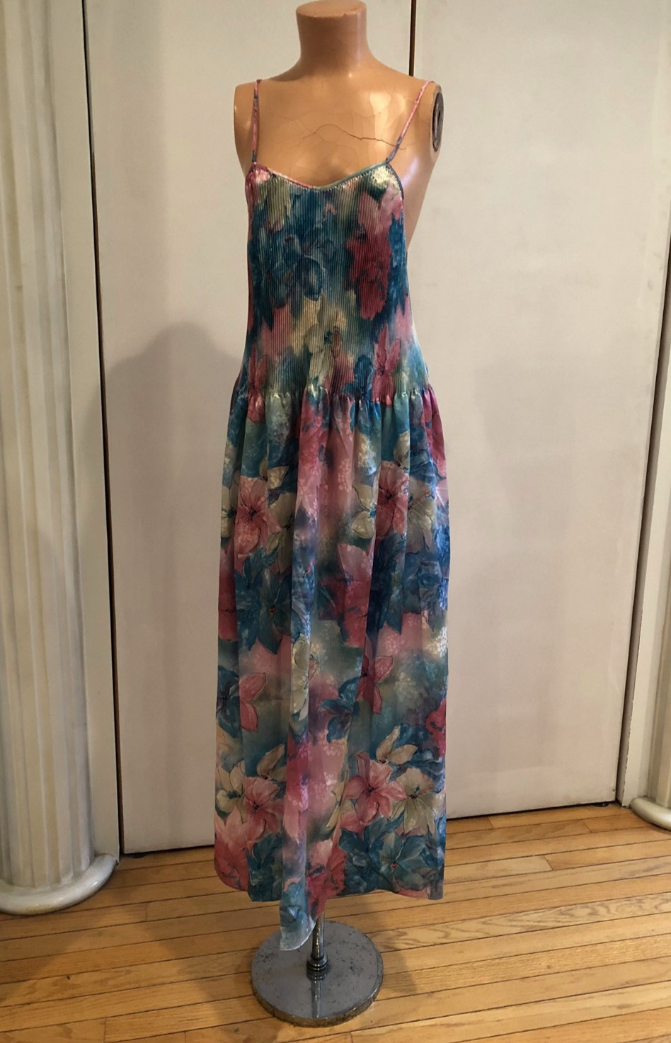 VTG Mary McFadden Vintage Pastel Floral Maxi Nightgown Gown Style 7209 USA