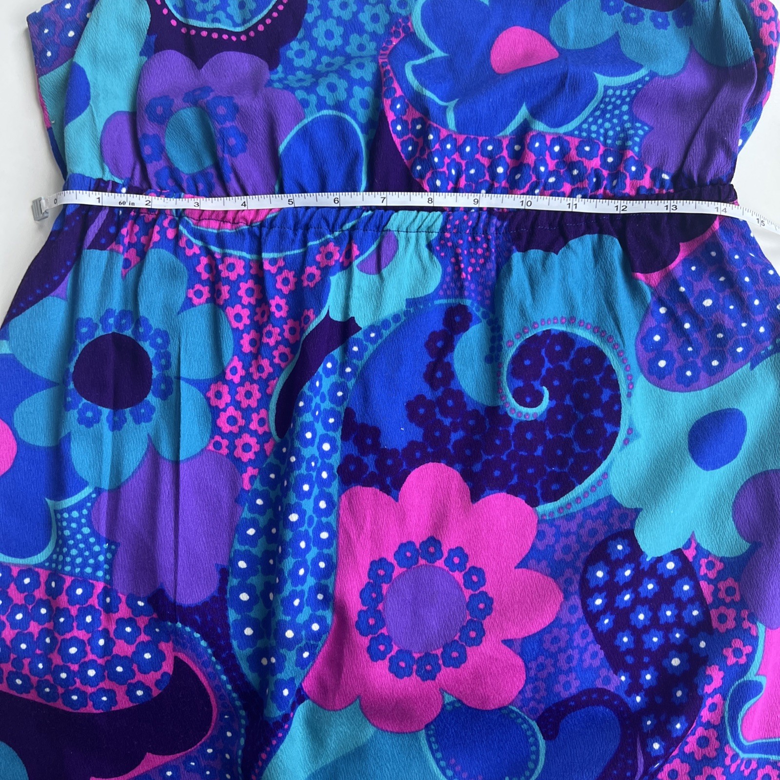 Vintage Pomare Tahiti Hawaiian Dress And Matching Shirt Size Small Purple Blue