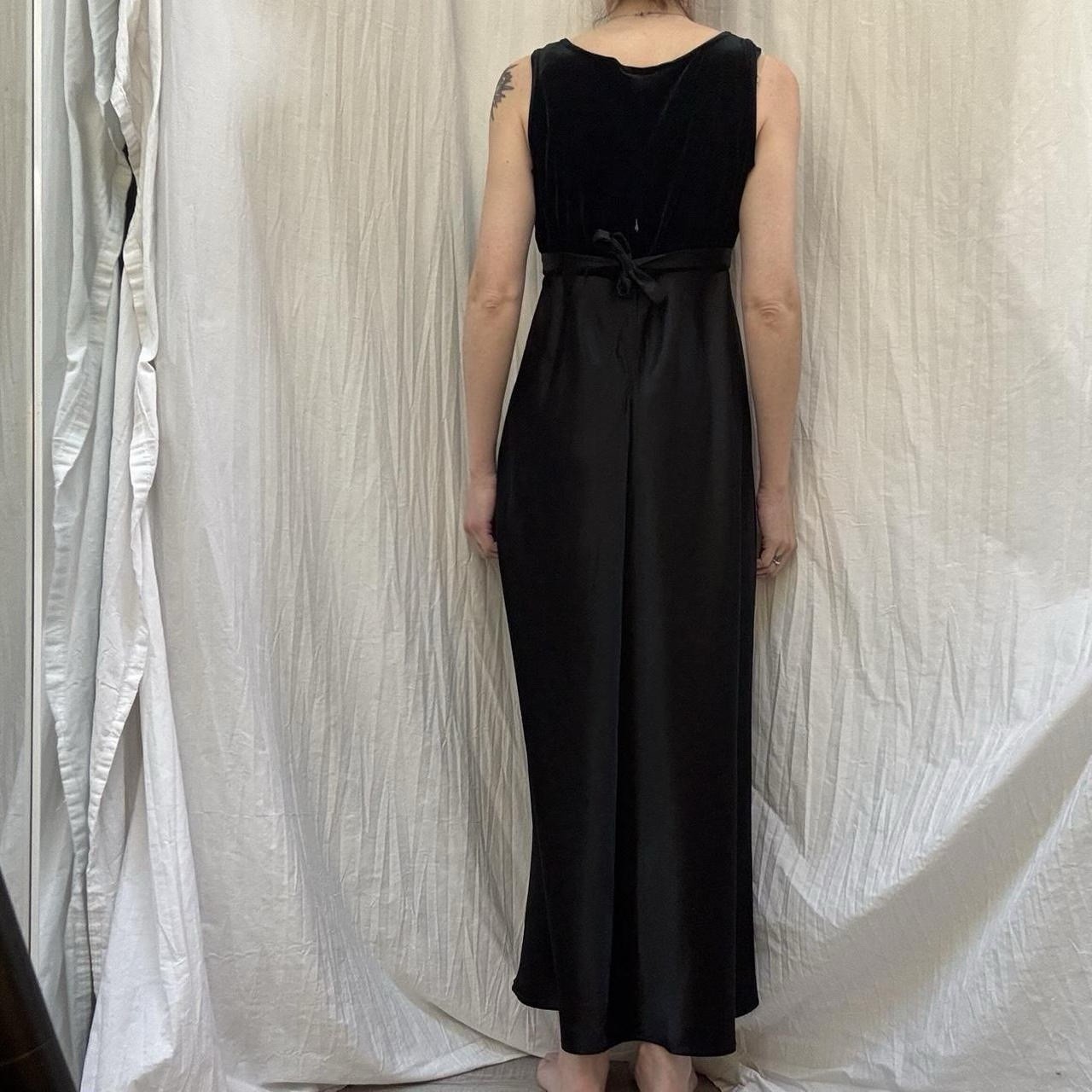 Black Velvet And Satin Maxi Dress By CDC Vintage 90s Size S/M Whimsygoth Witchy