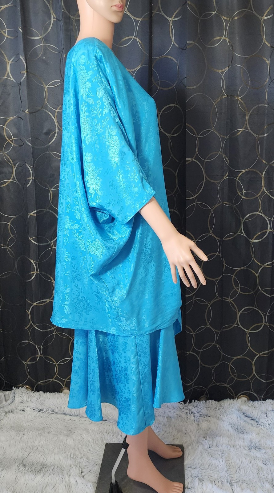 Rare 1980s – 1999 Mature Women’s Dress Set Size 22 Blue 2 Peice Button Up OOAK