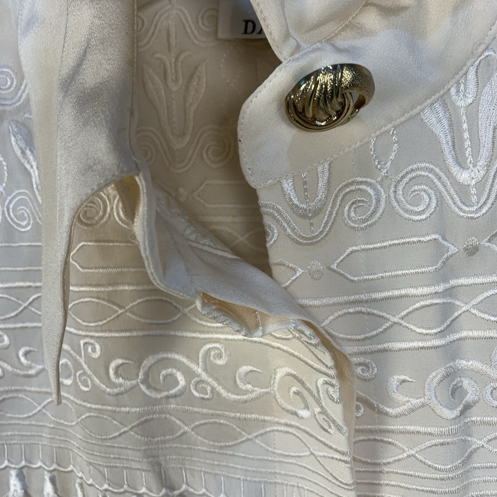 VTG Francesca of Damon 100% Silk Embroidered Tassel Country Western Blouse 14