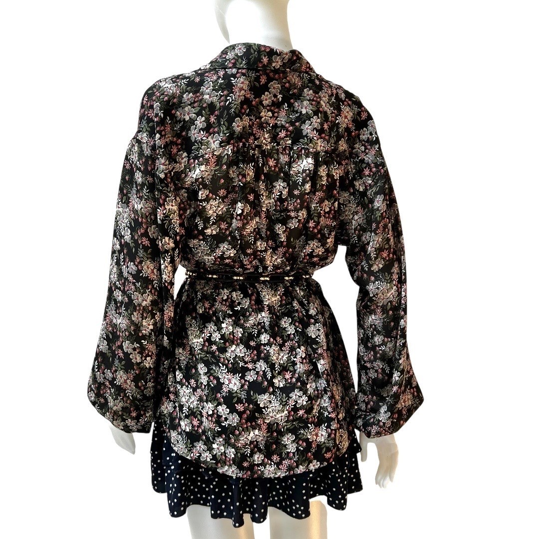 VTG 70s Givenchy for Chesa Floral Blouse 10 Office Siren Dark Fairy French Girl