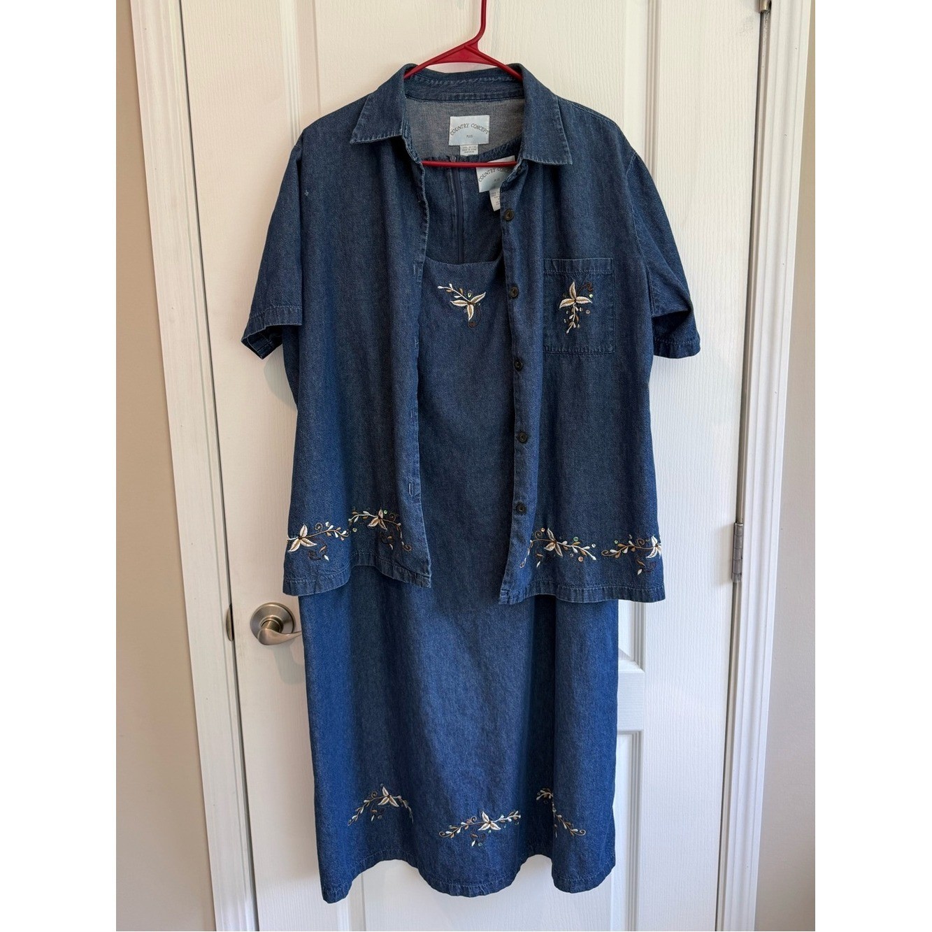 Country Concepts Plus 1X Embroidered Denim Dress Set | CottagecoreWesternVintage