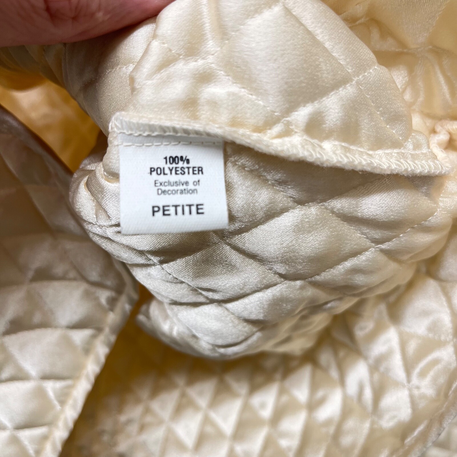 Papillon Paula Carbone Satin Jacket Womens Petite Ivory Quilted House Jacket