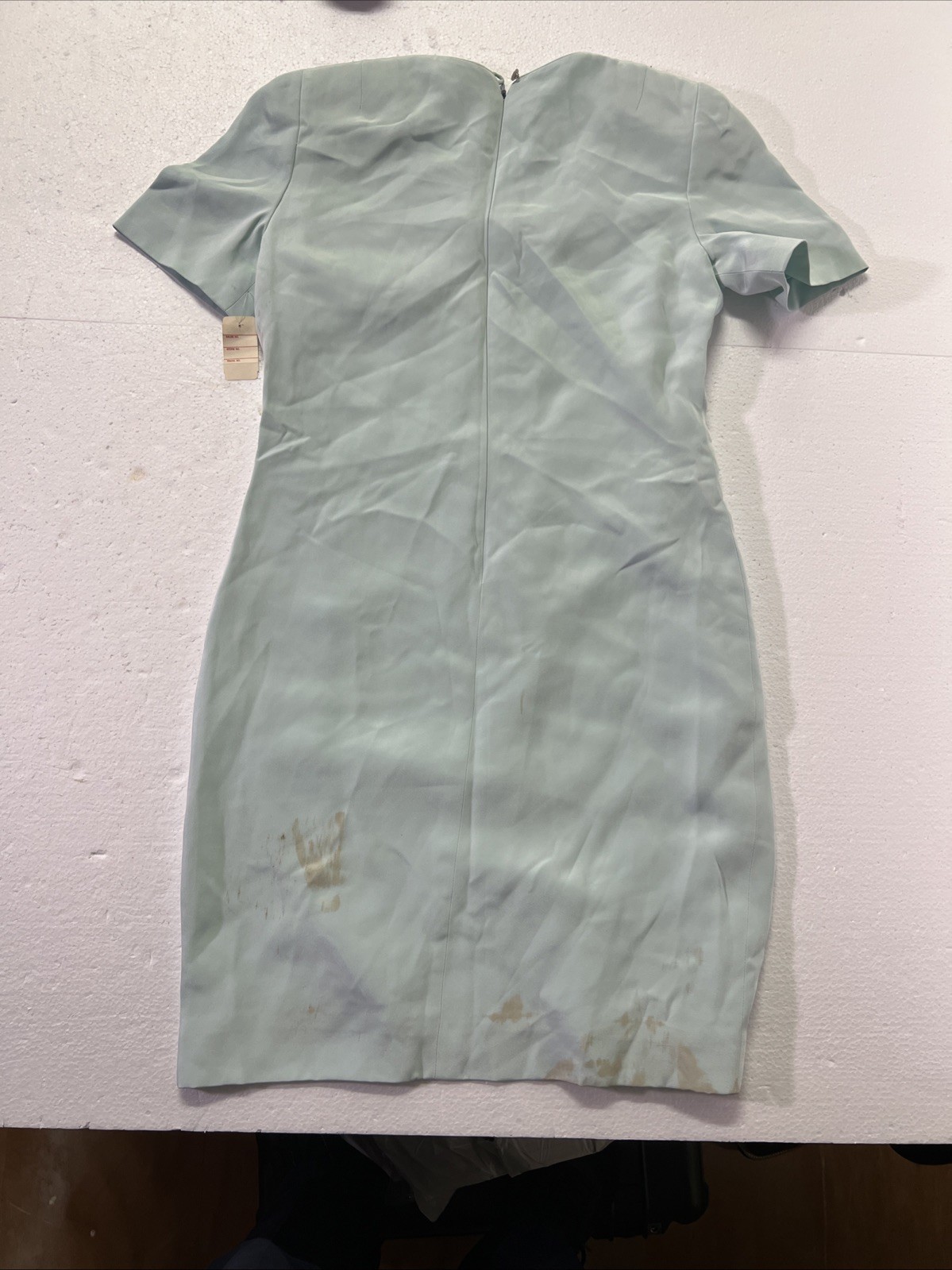 VINTAGE 80’s Saks Fifth Ave David Hayes Dress Flawed Mint Green Silk Sz 6
