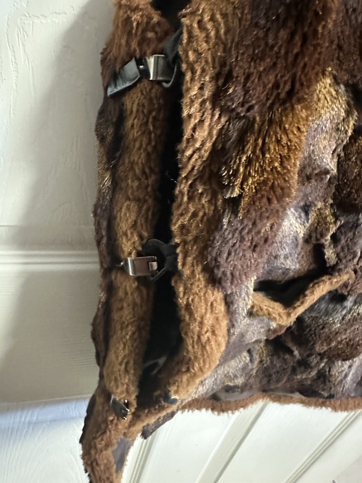Vintage Autumn Haze Brand Emba Natural Brown Mink Fur Vest Pockets L/XL
