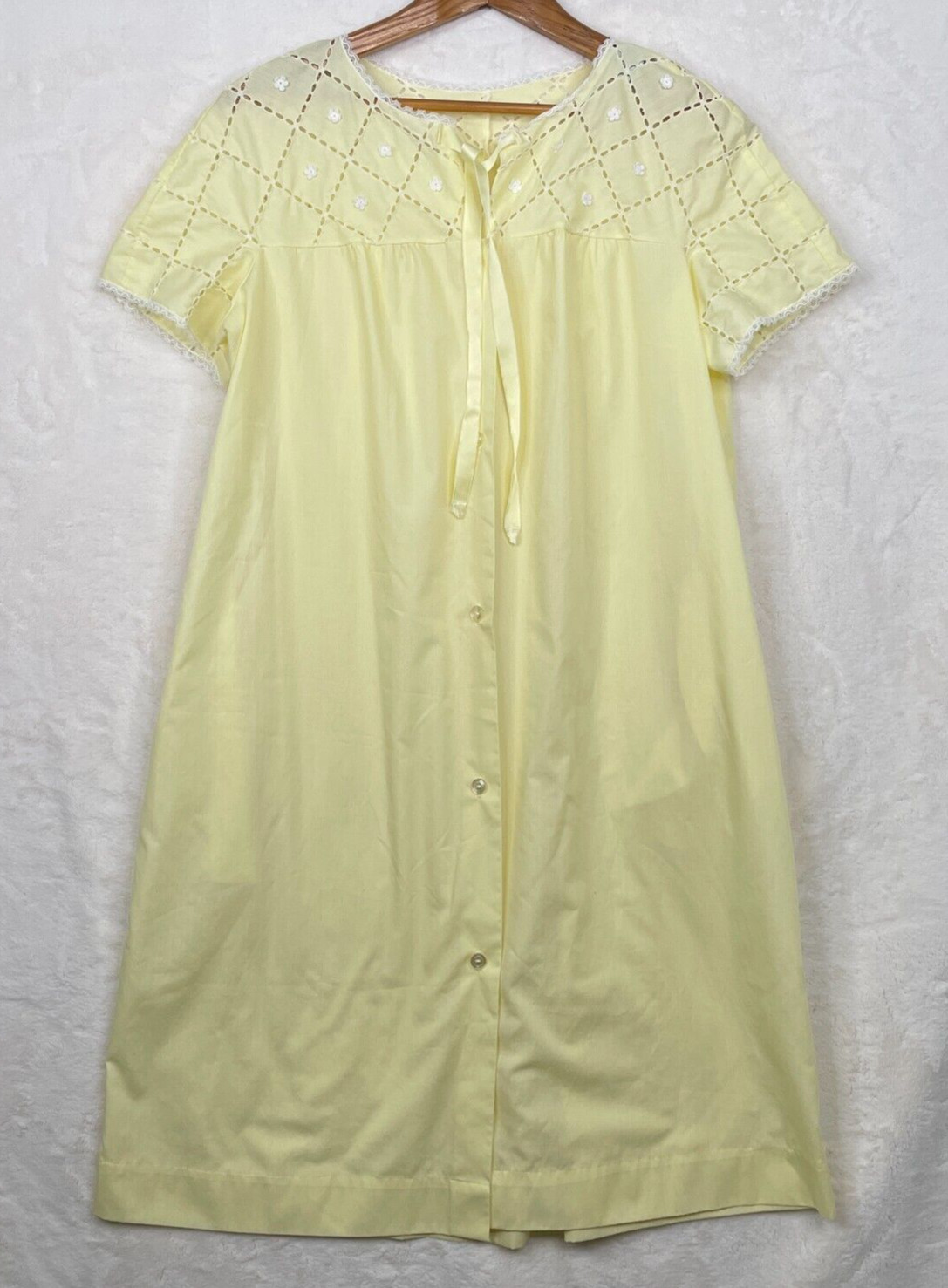 Vtg Goddard Artemis Robe Womens Med Yellow Button Up Pockets Polyester Cotton