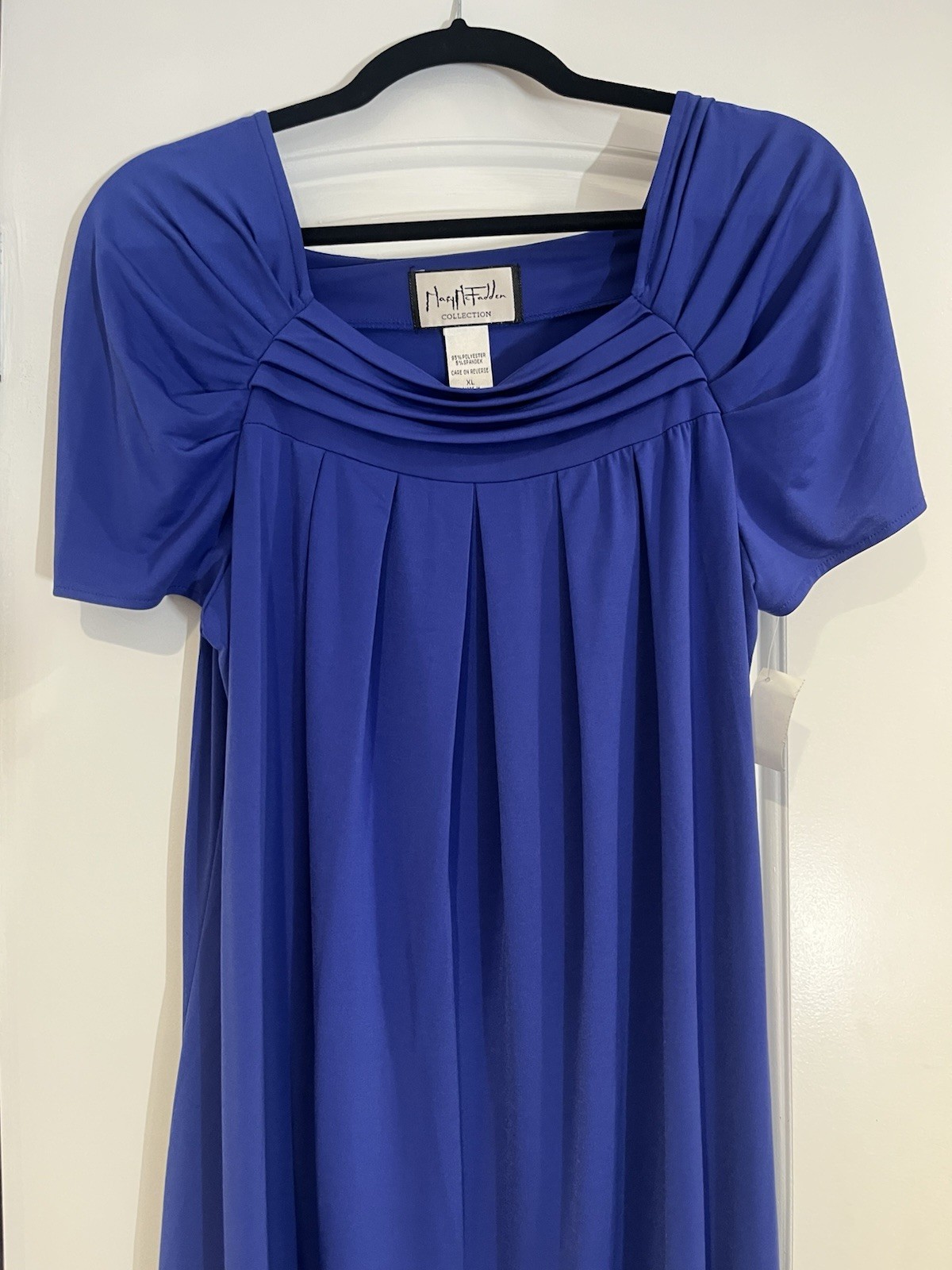 Mary McFadden Vintage XL Dress NWT Blue Short Sleeve Office Comfortable Formal