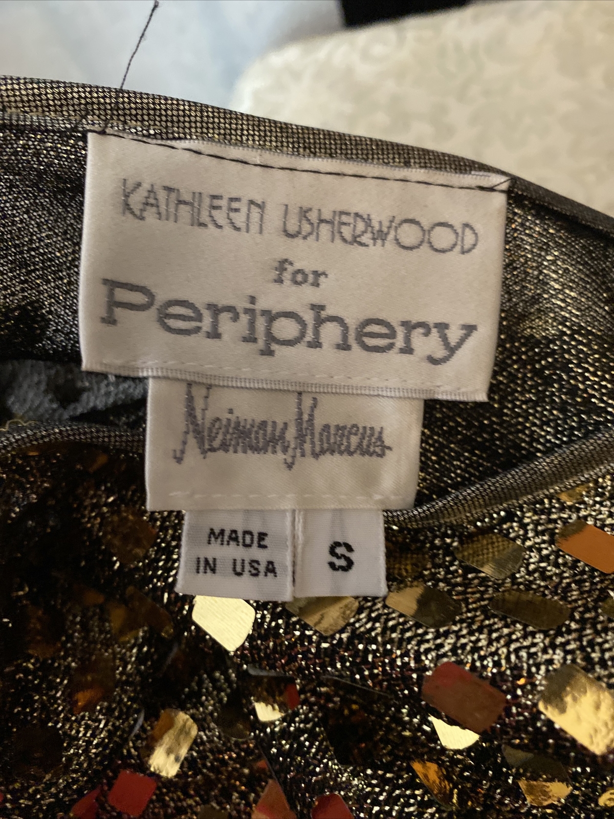 VTG 80s Kathleen Usherwood Periphery Nieman Marcus SHEER BLING Cocktail Dress S