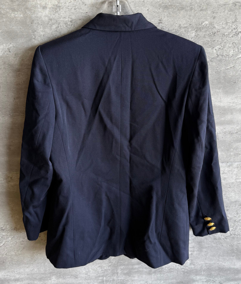 Vintage Classiques Petites Navy Blue Wool Crest Blazer Size S Made in Japan
