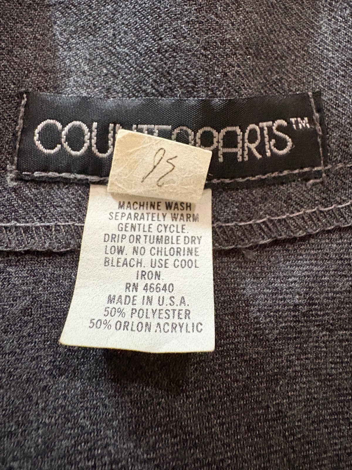 VINTAGE COUNTERPARTS GREY SIDE-BUTTON MAXI SKIRT, SIZE 12