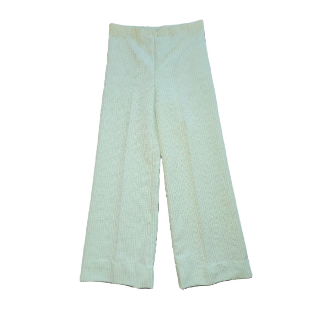 Vintage 60s 70s Straight Leg Slacks Pants Disco Wide Green White Plaid XS/S
