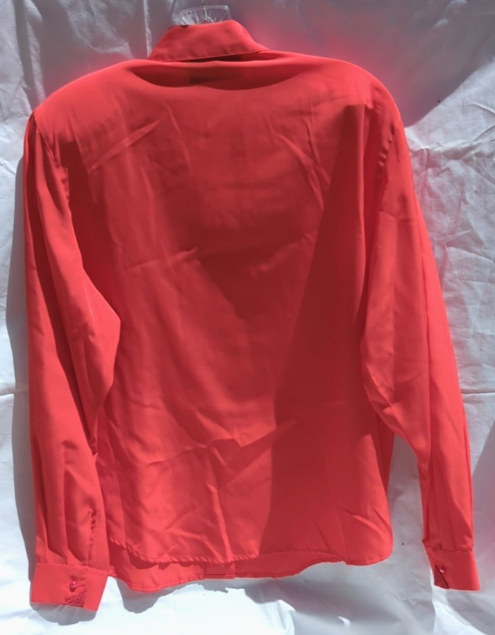 Yves St Clair 2 Red Blouse Decorative Beading Long Sleeve Sz 18W/38 VINTAGE NWT