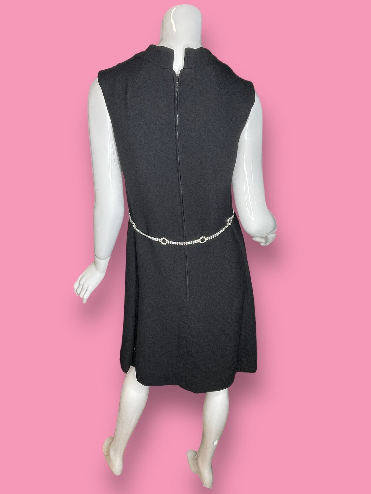 Vintage 1960’s Shannon Rodgers for Jerry Silverman Black Dress Rhinestones EUC!