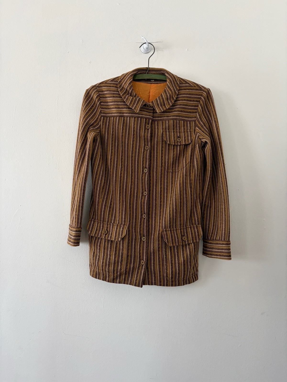 Vintage 70s 60s Cacharel Jacquard Utility Shirt Jacket And Wide Flared Trouser S