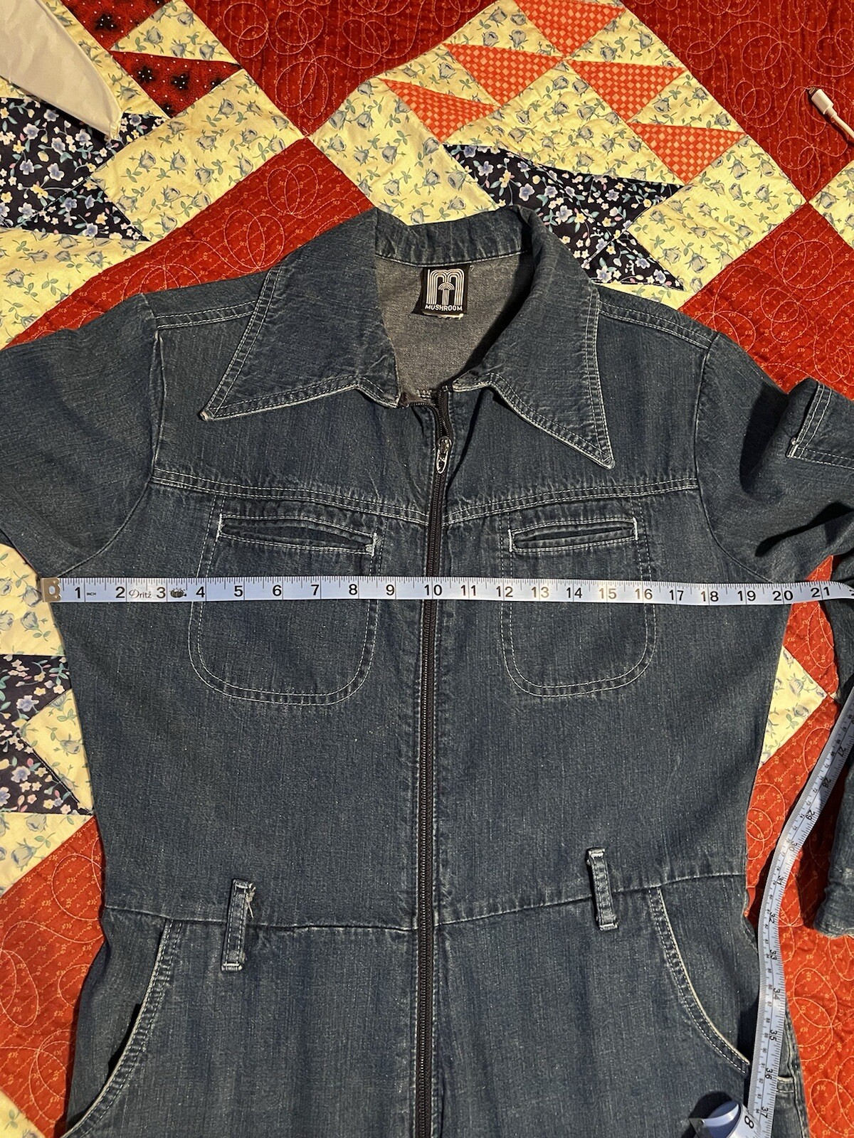 Vintage Mushroom brand Denim Jumpsuit Women’s M or L Boiler Suit One piece