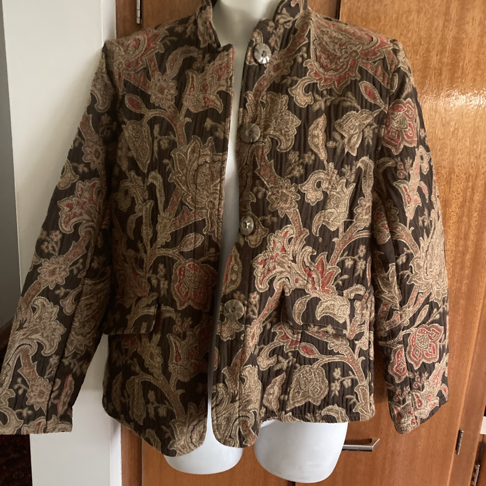 womens Flashback tapestry fabric jacket size PM