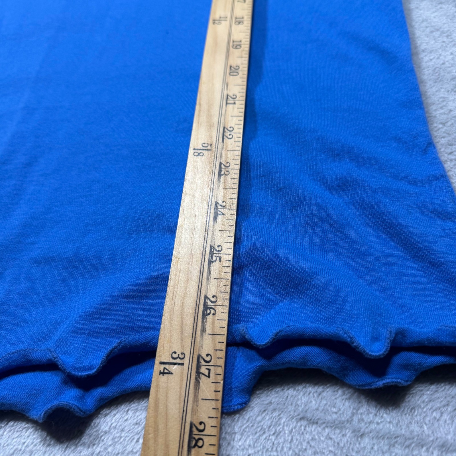 Vintage Nina St Claire Blue Cotton Batwing Lettuce Hem Top Size L 90s Minimalist