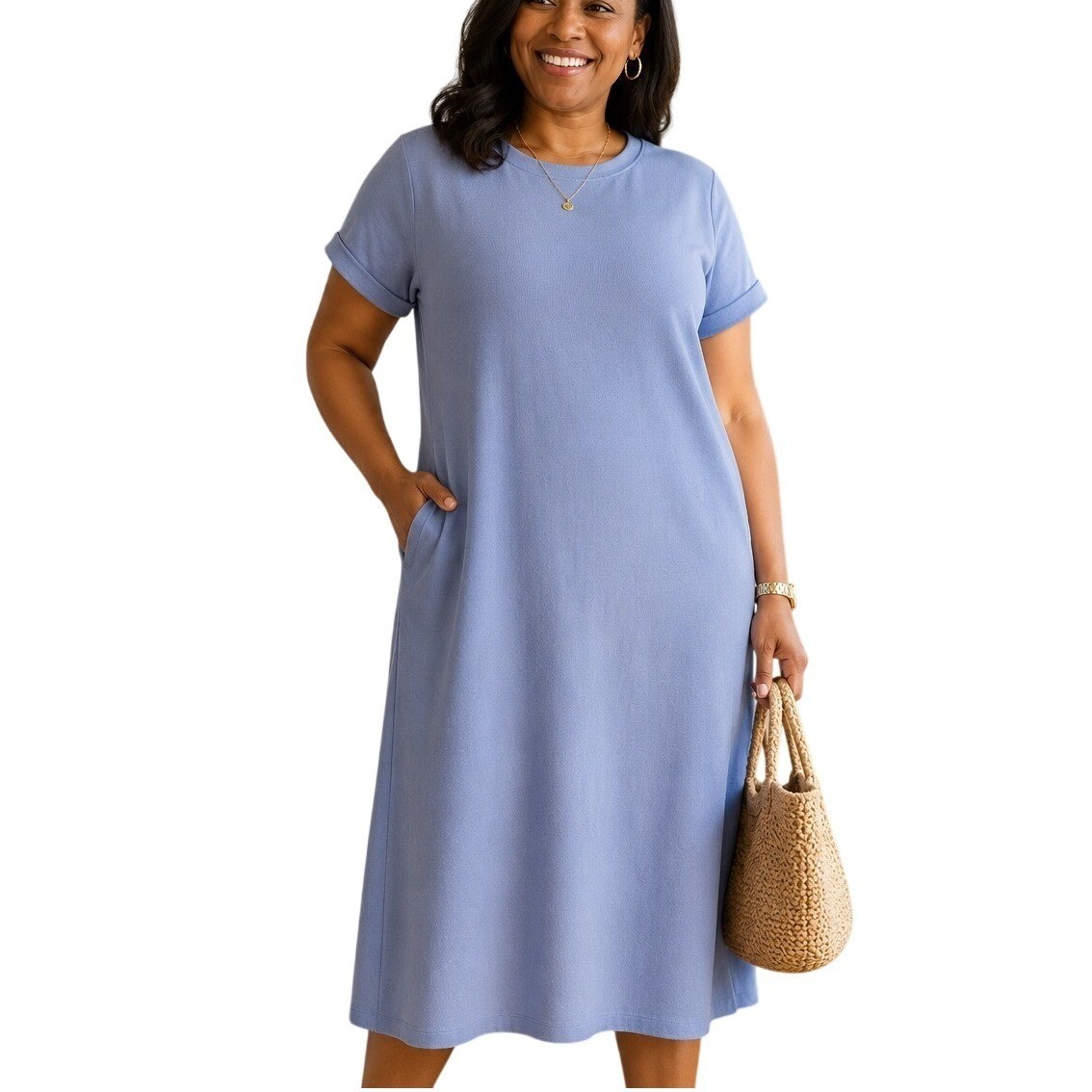Vintage Hot Cotton Marc Ware USA Periwinkle Knit Maxi Dress Women’s M