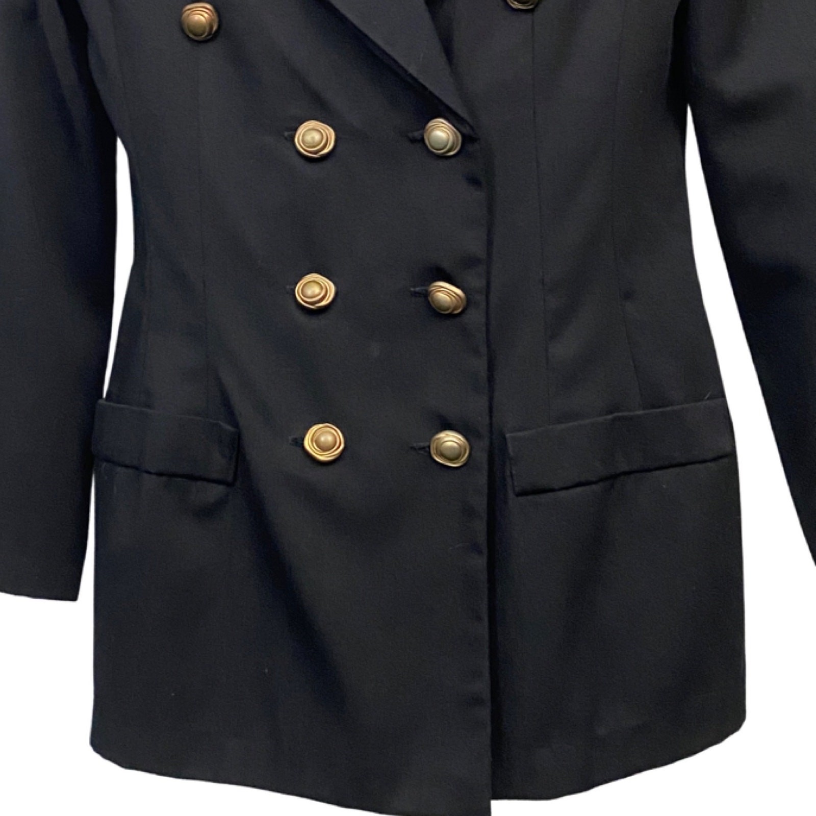 Rampage Black Double Breasted Military Blazer Gold Buttons Tailored Jacket SM ^