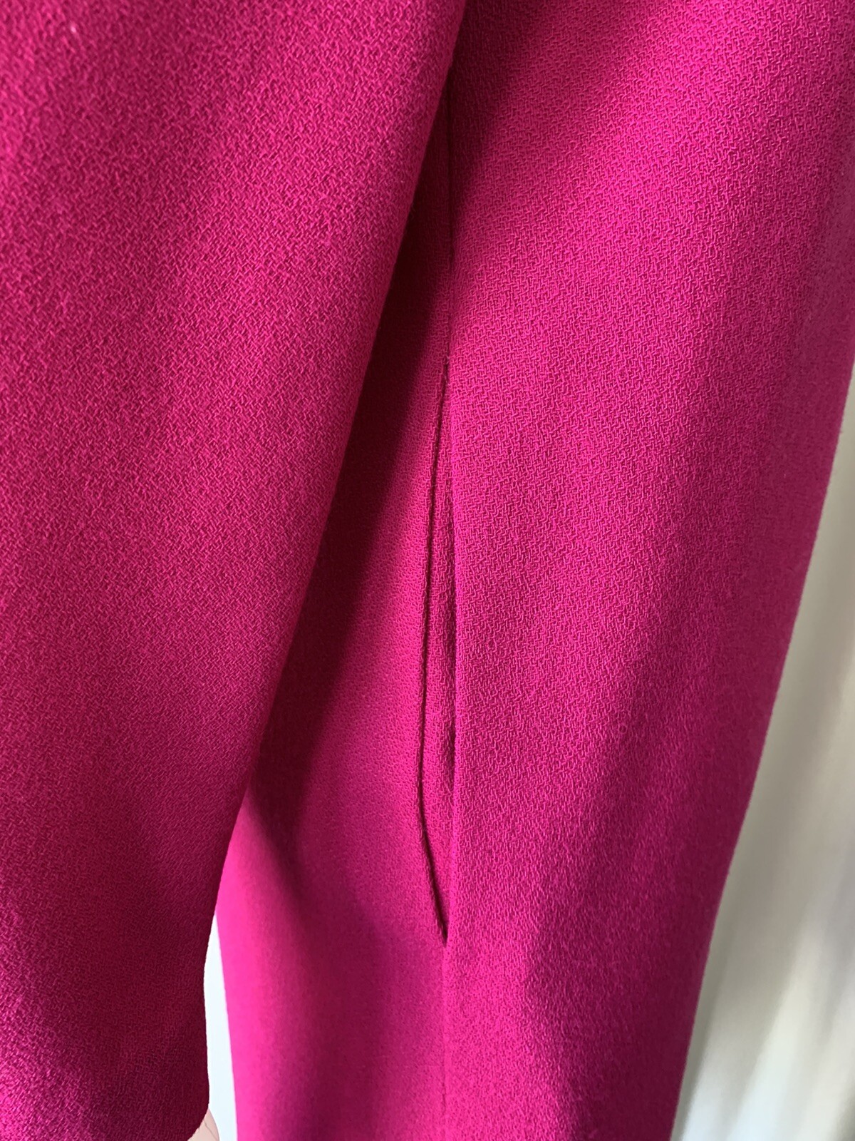 Vintage 80s Bill Blass Collection III Fuchsia Futuristic Crepe Dress 10