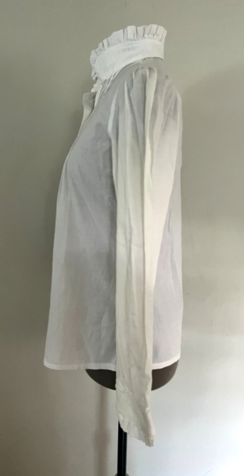 VTG Laura Ashley Sz S Irish Cotton Pintuck Ruffleneck Popover Blouse