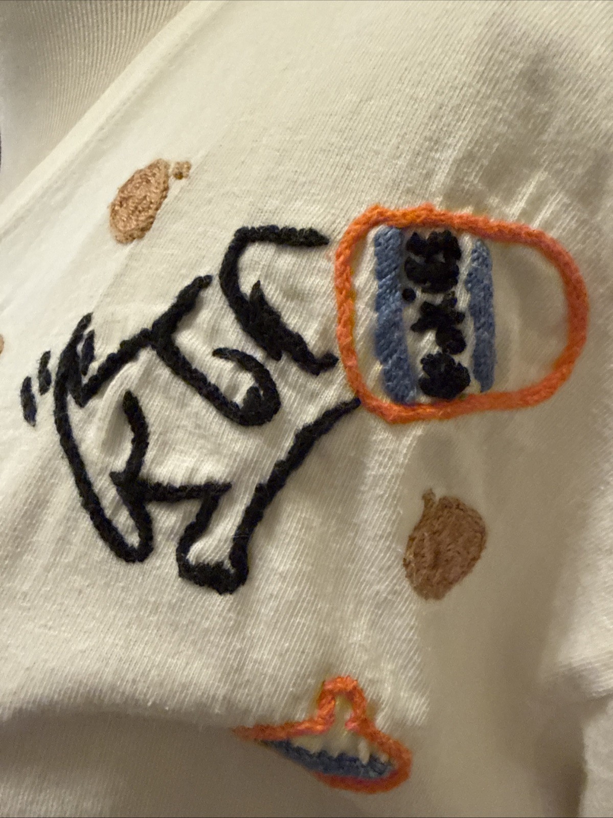 VTG 90s Swan Magic Hand Embroidered Shirt Sz Small Dog Party