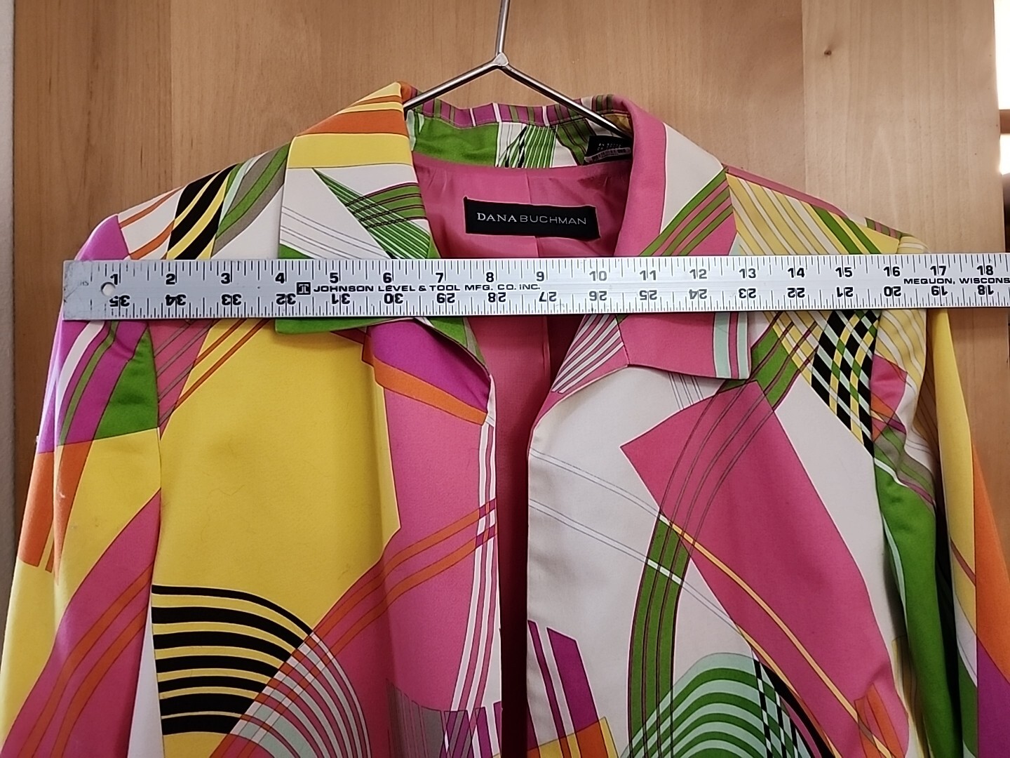 VTG Dana Buchman Blazer Sz10 Women’s Multi Color Coat Jacket Pink Lined Retro