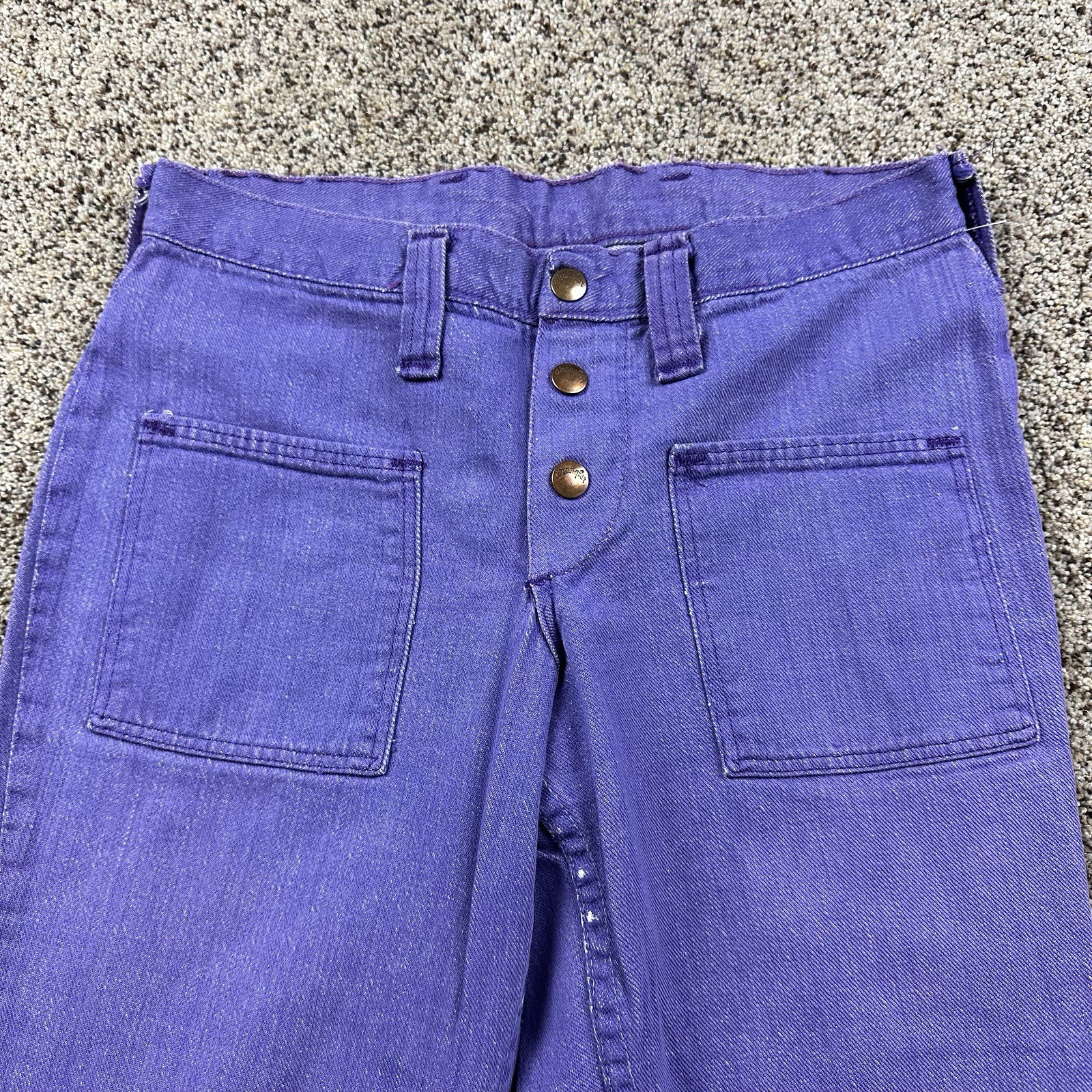 VTG 60’s-70’s Wrangler Purple Bell Bottom Flare Leg Size 11-12 USA Bare Back