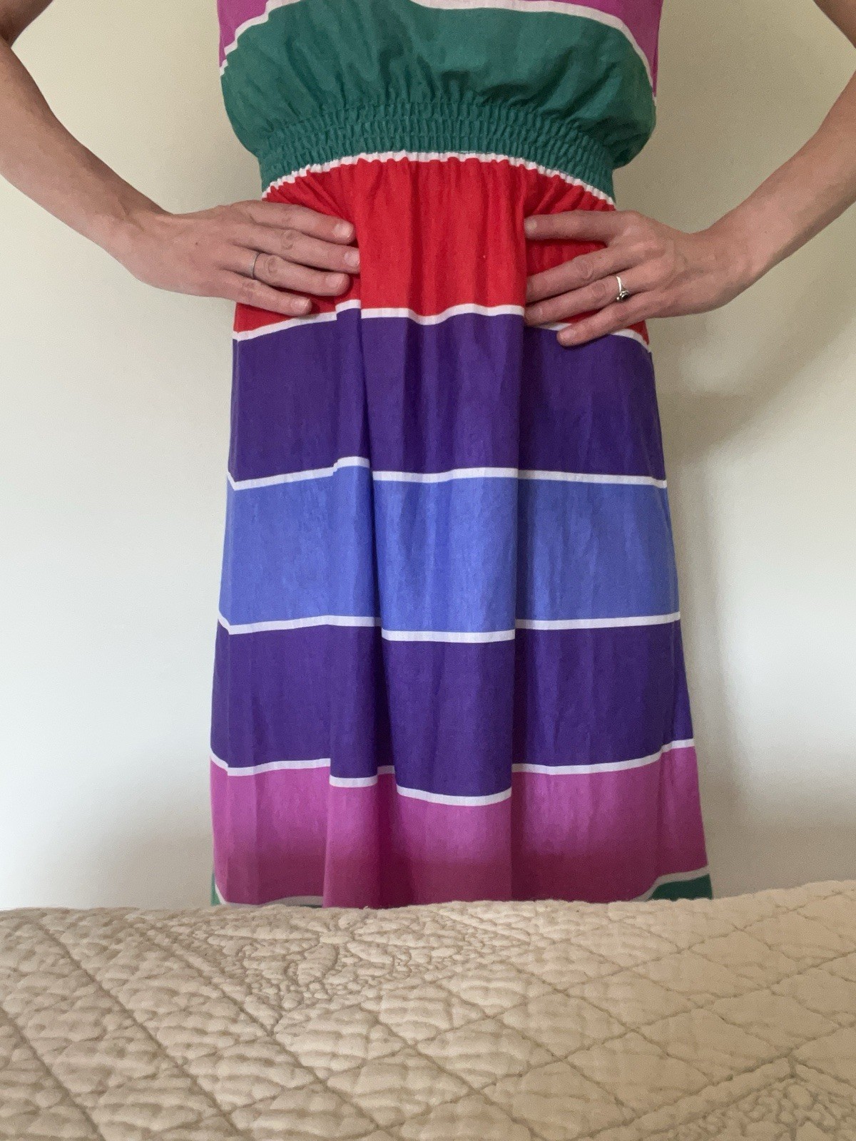 VTG Jr Dressworks Dress Striped Colorblock Size Small Summer Beach